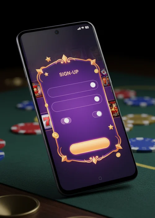 Screenshot of Mega Dragon Casino's three-step registration form with input fields for email, personal details, and address.